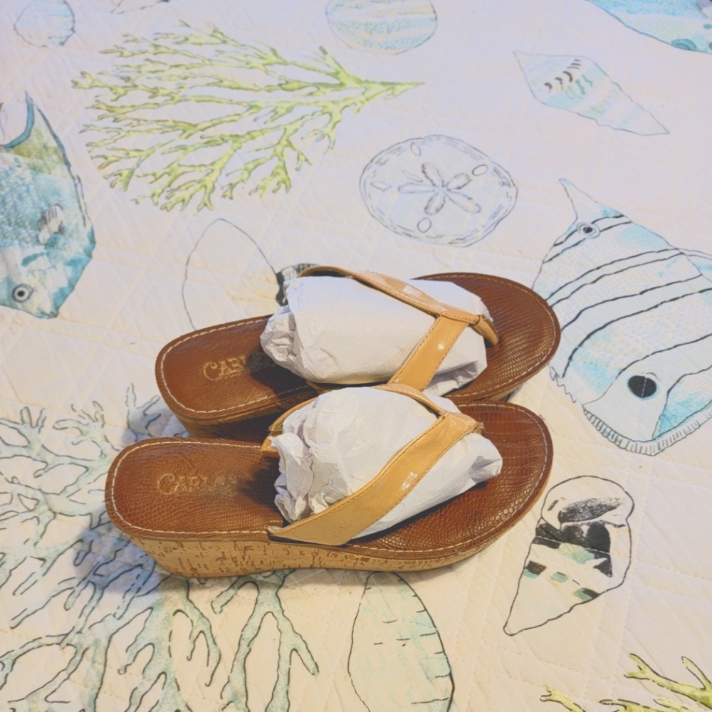 Tan 6.5 Carlos Wedge Sandals